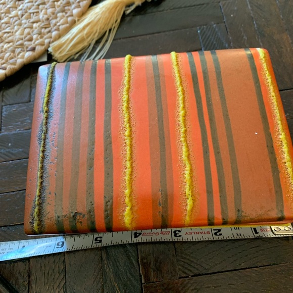 Unique Bitossi orange striped ceramic box with sticker MCM - Picture 6 of 11